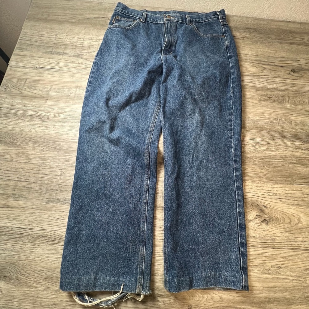 Carhartt Denim Jeans Mens 38x32 Blue B180 DST Traditional Fit Distressed Stained